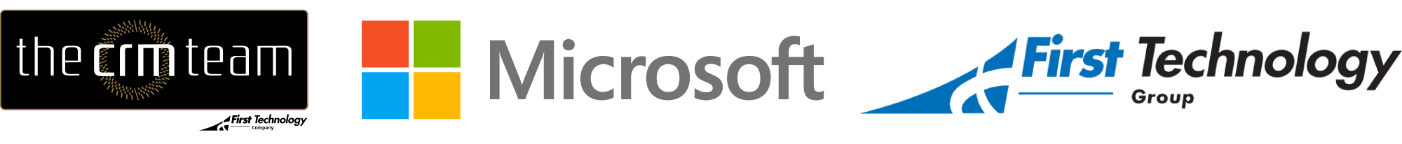 The CRM Team, Microsoft and First Technology Logos